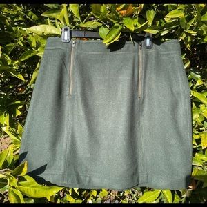 Madewell Uptown Zip Mini Skirt Wool Green